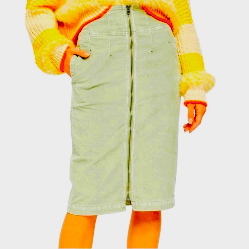 FREE PEOPLE- WE THE FREE- GREEN CORDUROY SKIRT